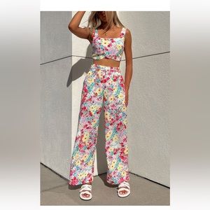 Floral Two Piece Matching Pant Set
